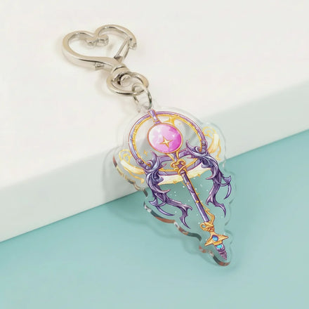 Custom Cute Anime Cartoon Design Holographic Girl Acrylic Keychain Custom Epoxy Acrylic Luxury Keychain