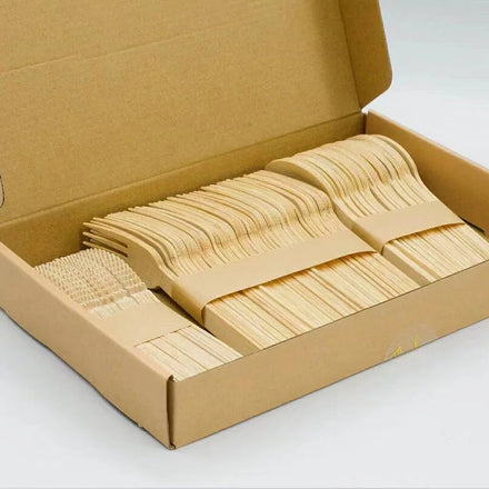 Disposable Wooden Cutlery Wooden Fork Knife Spoon Tableware Wooden Set for Party and Celebration