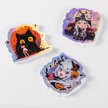 Custom Holographic Craft Vinyl Kiss Cut Stickers Set Waterproof logo Printed Packaging Labels