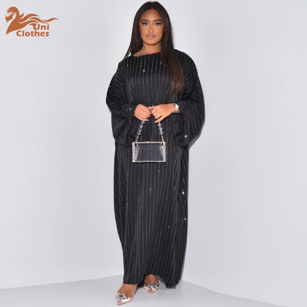 Abaya Dubai 2024 Modest Dress European and American Long Dress With Rhinestone Hood Abaya Frauen Muslimisches Kleid