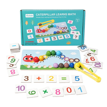 Pinch Ball Game Caterpillar Theme Wooden Math Toys Eco-friendly Material Parent-Child Interaction Color Cognition Early