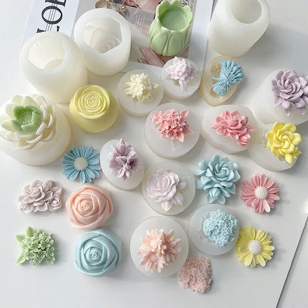 SCM306 wholesale rose Flower Aromatherapy Candle Silicone Mold for cake decoration candy ice cube soap wax making DIY craft
