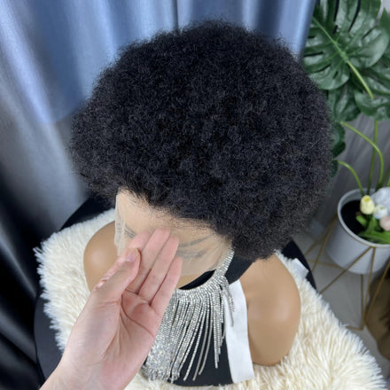 Brazilian Pixie Cut Swiss Lace Human Hair 13X4 Short Afro Curly Lace Front Wigs Human Hair Short Curly Wigs for Women Human Hair