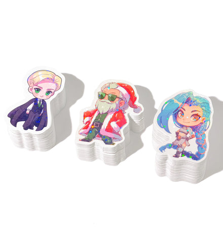 Custom Waterproof Stickers Custom Holographic Effect Cute Cartoon Vinyl Kiss-Cut Stickers