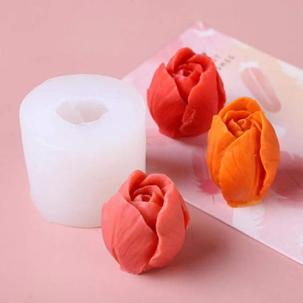 Factory OEM 3D Tulip Candle Flower Shape Silicone Mold Suitable for Candle Making DIY Resin Craftin Fondant Cake Decoration