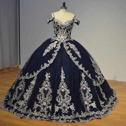 Jancember WC025 Vintage Black Lace Embroidery Ball Gown Evening Party Dresses