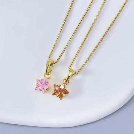 Wholesale for Foxi Custom Fashion Necklace Trendy Korean Small Pendant with Cubic Zirconia Star Brass Main Material for Women