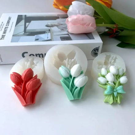 Tulip Fondant Flower Baking Mold DIY Simulation Flower Car Fragrance Stone Plaster Silicone Mold