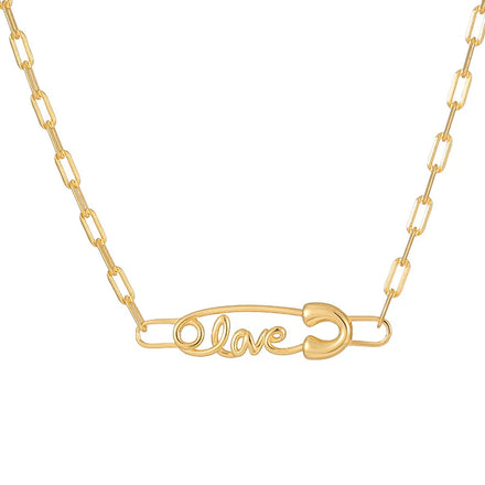 Hot Selling 925 Sterling Silver Fine Jewelry Safety Pin Clip Love Necklace for Women Girls
