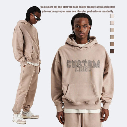 Wholesale Men's Autumn Oversized Streetwear 100% Cotton Boxy Hoodie Heavyweight 500gsm Digital Printing Custom Hoodies