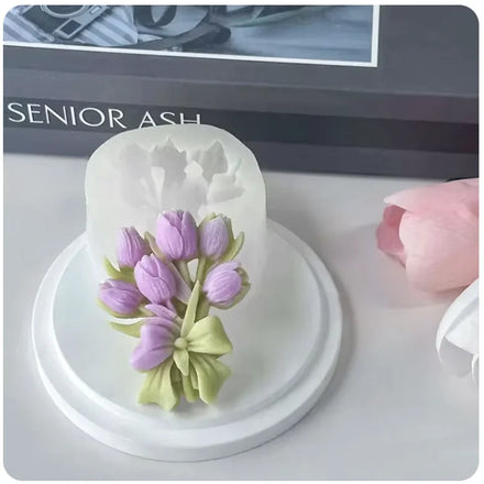 Popular Style Tulip Flower Shaped Mold DIY Simulation Flower Car Fragrance Stone Plaster Silicone Mold