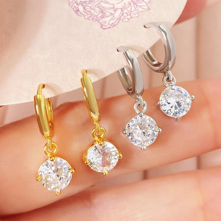 Foxi in Stock Fashion Earrings Wholesale Bulk Price Drop Charm Round Cubic Zirconia Gold Silver Hoop Earrings