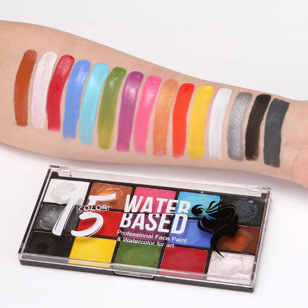 Professional 15 Color Water Activated Body Face Paint Kit SFX Makeup Palette for Kids Adults Safe Non Toxic
