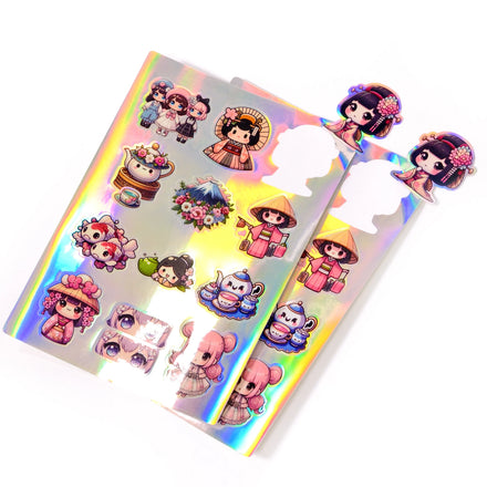 Waterproof Custom Design Printed Vinyl Sticker Holographic Effect Kiss Cut Excellent Adhesion