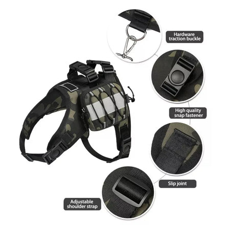 Kangdarpet Nylon Dog Harness Backpack Pet Training Vest with Self Carry Backpack Dog Harness