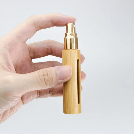 Wholesale Custom Logo Bamboo Packaging Cosmetic Glass Perfume Bottle 10Ml Full Bamboo Spray Bottle With Bamboo Lid