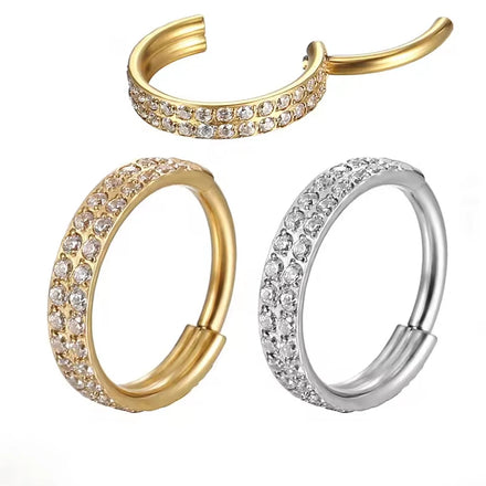 New Product F136 Titanium Zircon Nose Ring 10mm Gold Plated Septum Piercing Jewelry Fashion Style for Weddings and Engagements