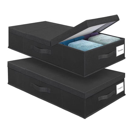Movable Under Bed Clothes Storage Foldable Under Bed Storage Box With Lid for Organizing Clothes Shoes Blankets Pillows
