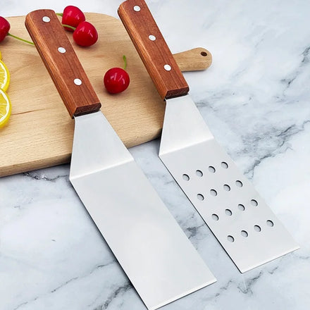 High Quality Handle Metal Kitchen Cooking Bamboo Pizza Stainless Steel Wooden Spatula