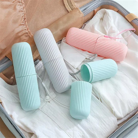 Luxury Travel Portable Multifunctional Toothbrush Mouthwash Cup Storage Box Striped Cylinder Nylon Design Stylish Fashion Wash