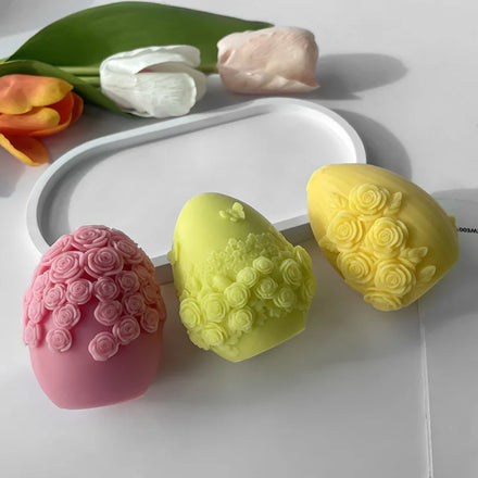 DIY 3D Easter Candles Silicone Moulds with Flower Decoration Silicone Mould Candles for Easter Gifts Soaps Candle Making