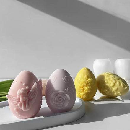 Easter Egg Silicone Mould Candle 3D Easter Flower Eggs Candle Moulds for Cake Decoration Soap