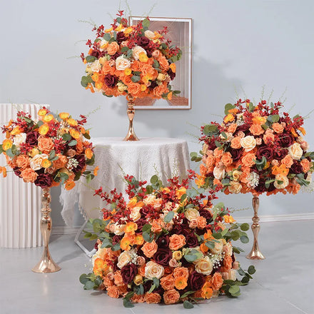 Autumn Wedding Event Decoration Table Big Centerpiece Flower Red Orange Artificial Large Flower Ball