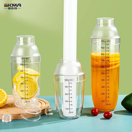 2024 Hot Sale 360/500/700/1000Ml Hand Shaker With Scales Milk Tea Shop Transparent Plastic Shaker for Bar