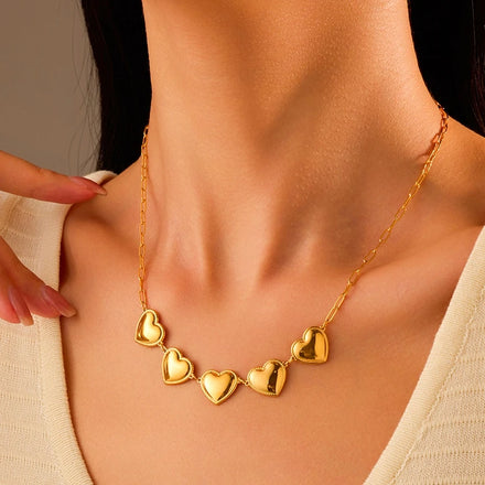 2024 Trendy Women's Fashion Jewelry 18K PVD Gold Stainless Steel Paper Clip Chains Heart Chokers and Necklaces