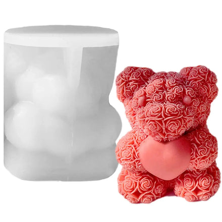 M Size Heart Bear Baking Tray DIY Aroma Candle Mold for Cake Handmade Soap Baking Valentine's Day