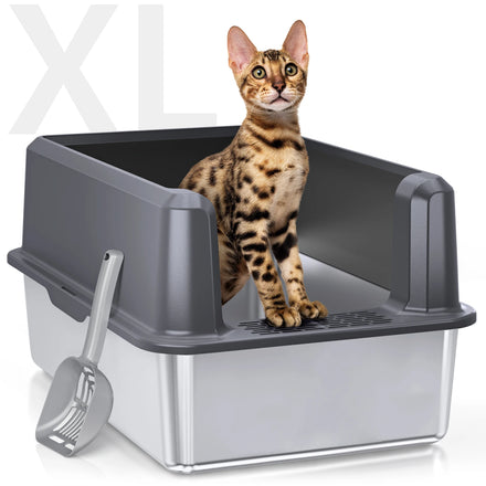Shenghui Semi-Enclosed Durable Cat Litter Box Stainless Steel ABS Lid Eco-Friendly 64L Open Design Easy Cleaning Odor-Free