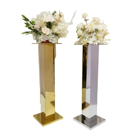 100cm Tall Gold Silver Stainless Steel Flower Stand Metal Flower Display Stand Wedding Event Party Table Centerpieces