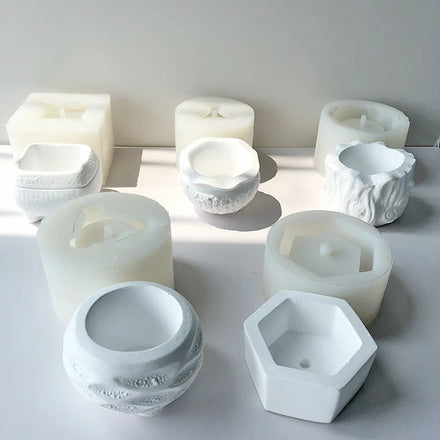 Multi-Style Ensemble Coloring Plaster Concrete Planter Silicone Mould