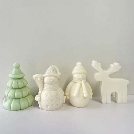 Christmas Tree Aromatherapy Candle Mold for Candle Making Supplies DIY Handmade Santa Claus Plaster Gypsum Soap Silicone Mold