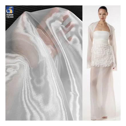YX300 High-grade 30*60 Organza 38g Glossy Thickened Polyester Shiny Sheer Organza Fabric for Wedding