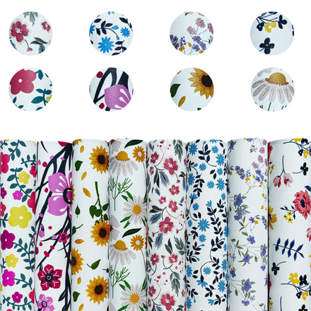 Custo Printed Leather Customized Vinyl Synthetic Faux Leather Sheets Fabric Flat Leather with Design Flowers for Diy Craft