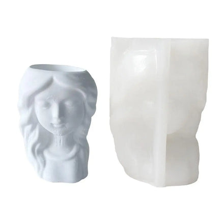 Food Grade Material DIY Princess Head Home Painting Plaster Concrete Flower Pot Silicone Molds for Pen Holder Decoration