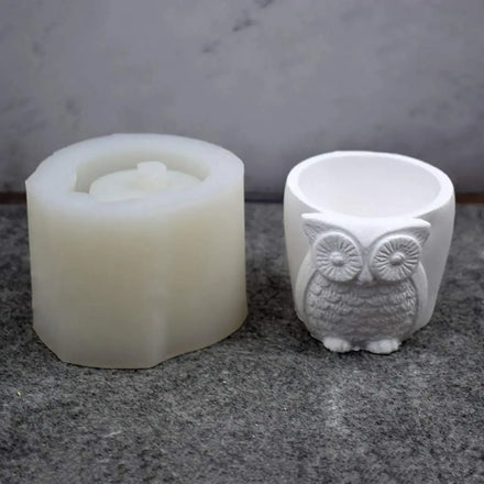 Silicone Owl Flower Mold Cement Succulent Making Manual Clay Concrete Silicone Mold Kit