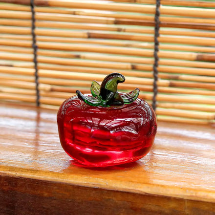 Mini Crystal Tomato Collectible Figurines Glass Paperweight Tabletop Decorative Ornament