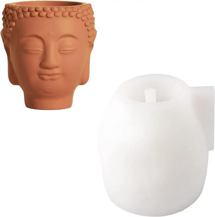 Large Lord Buddha Head Flower Pot Silicone Mold Concrete Cement Human Head Planter Pot