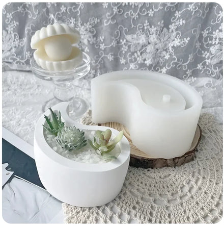 Tai Chi Yin Yang Flower Pot Silicone Mold Epoxy Resin Succulent Clay Concrete Planter Mould