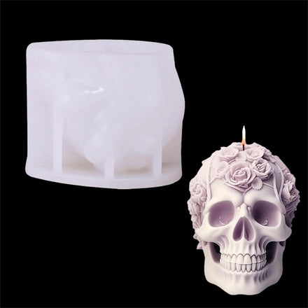 Flower Skull Silicone Mold for Handmade Desktop Decoration Gypsum Epoxy Resin Pen Holder Flowerpot Candlestick Silicone Mold
