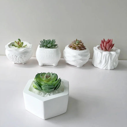 Variety of Succulents Potted Flowerpots Cement Silicone Molds Geometric Vases Candle Holders Pantaster Epoxy Concrete Mold