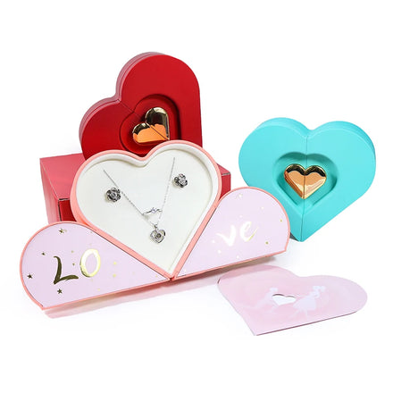 Creative Double-Door Rose Touch Paint Plastic Jewelry Box Eternal Flower Necklace Ring Proposal for Valentine's Day Love Box