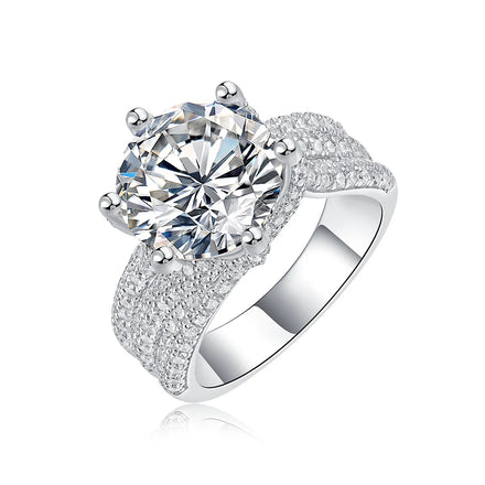S925 Sterling Silver VVS 5CT Moissanite Diamond Ring for Women With Certificate Luxury White Gold Plated Engagement Rings