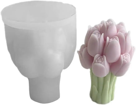 Crafts Mold Tulips Bouquets Shape Handmade Crafting Mold Flower Ornament Molds for Statue