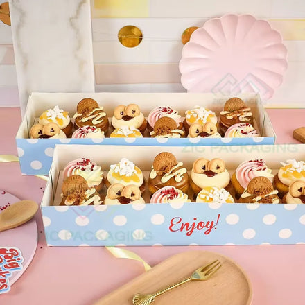 Factory Direct Macaron Christmas Box Crepe Cake for Cookies Bakery Gift Cupcake Donuts Crepe Paper Packaging Embossed String Sus