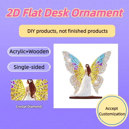 Modern DIY Diamond Painting Desk Ornament Butterfly Fairy 2D Flat Acrylic Diamond Painting Ornament for Desk Decoration