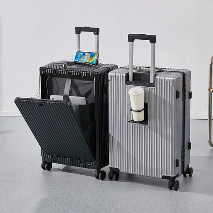 Unisex Lightweight Luggage Set Spinner Two-Wheels TSA Lock Aluminum ABS Zipper Closure Polyester Travel Trips Outdoor Activities