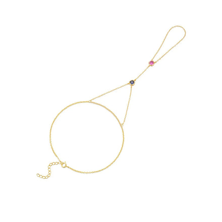 Glowluxe Unique Design High Fashion 925 Sterling Silver Zircon Finger Chain Bracelets for Women